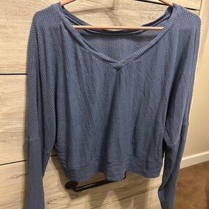 Auden Long Sleeve Ribbed Top in Blue
